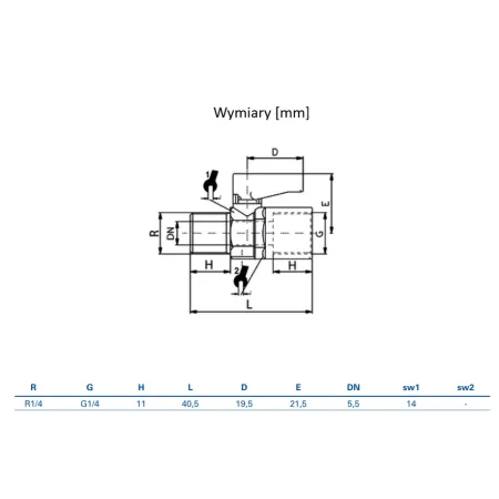 Zawór kulowy mini GW 1/8-GZ 1/8